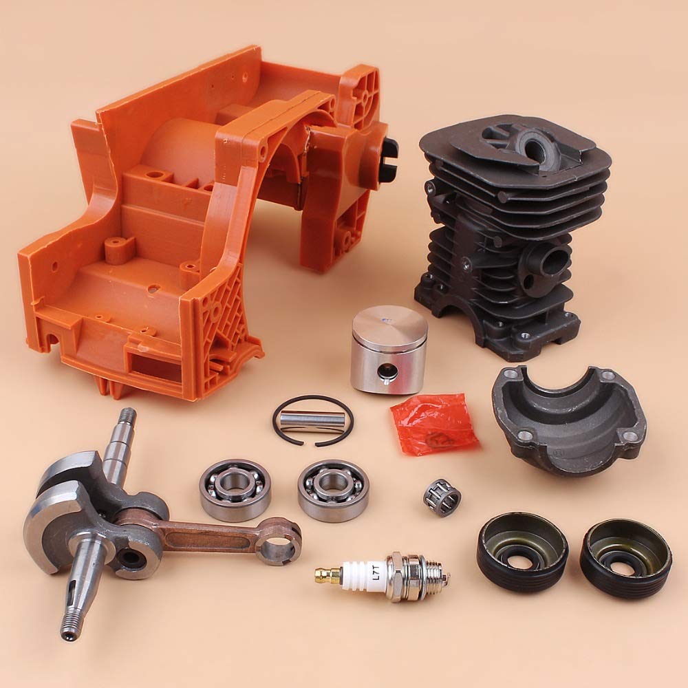 Tiempo Beixi Aceite de la Caja del cárter del Motor del Tanque del Cilindro Kit de pistón Compatible con Husqvarna 137 142 Piezas de la Motosierra y el cojinete del cigüeñal Retenes Conjunto