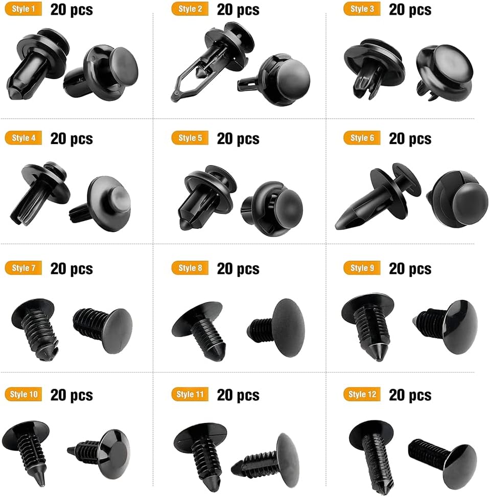 Riloer 240 PCS Car Body Push Type Retainers, Push Type Pin Rivet, Car Body Retainer Trim, Clip Panel shapeing Assortment