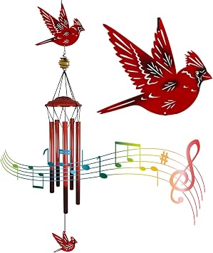Cardinal Wind Chimes Outdoor Gift Metal Red Bird Wind Chimes for Outside/Indoors, Home, Lawn, Porch, Patio, Garden Decor, Yard Decoration Fly red Bird