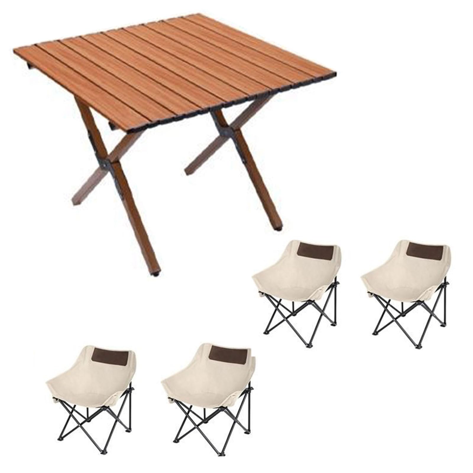 Table enroulable en acier carbone et chaises pliantes de camping