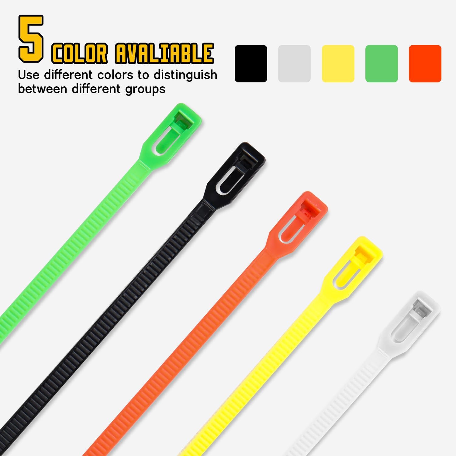 6inch 100PCS Reusable Color Zipper Cable Ties, Suitable for Garden Plant Fixation and Cable Bindling