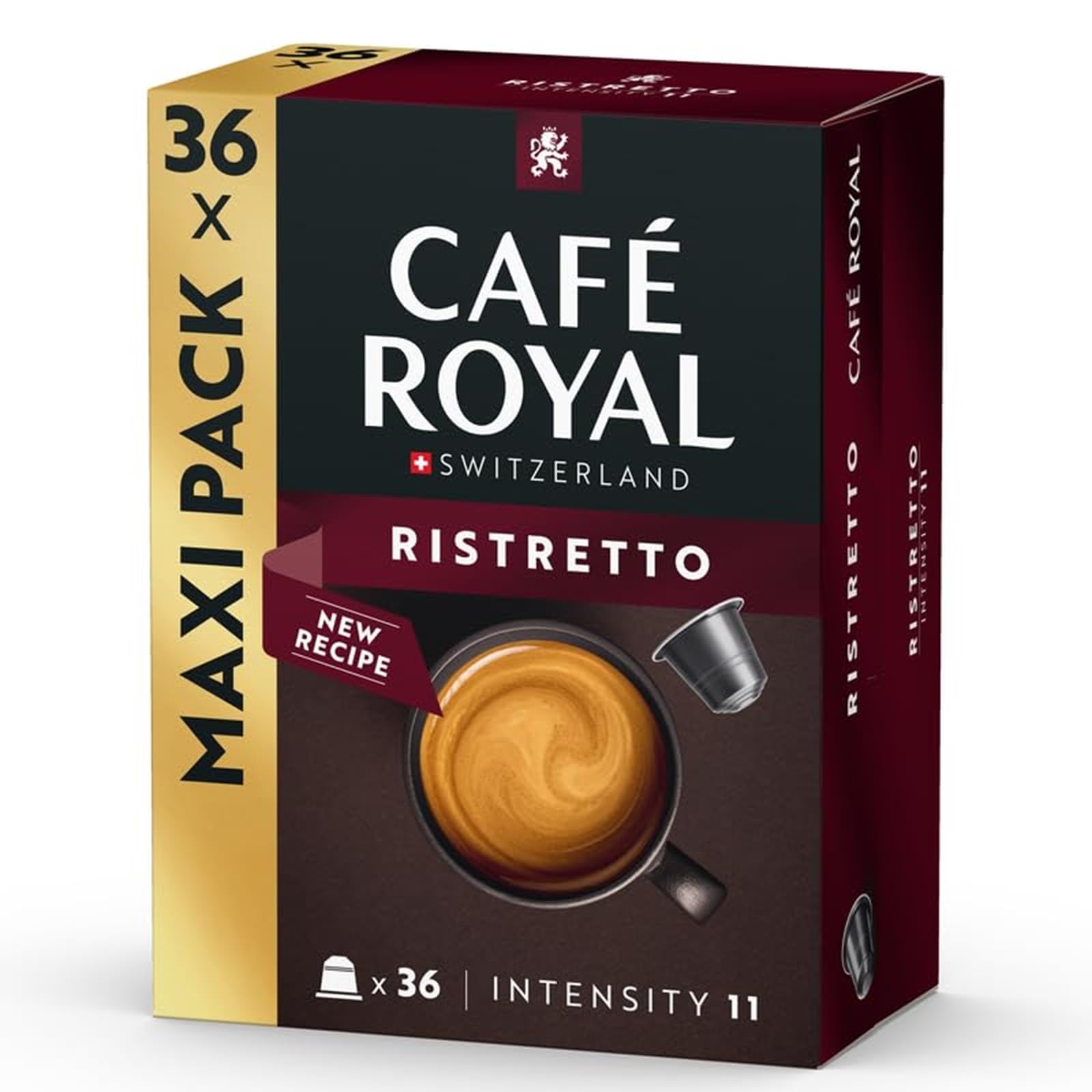Ristretto Nespresso(R) Compatible Coffee Capsules 100% Arabica Intense Dark Roast Intensity 11/12 Rainforest Alliance 36 Capsules