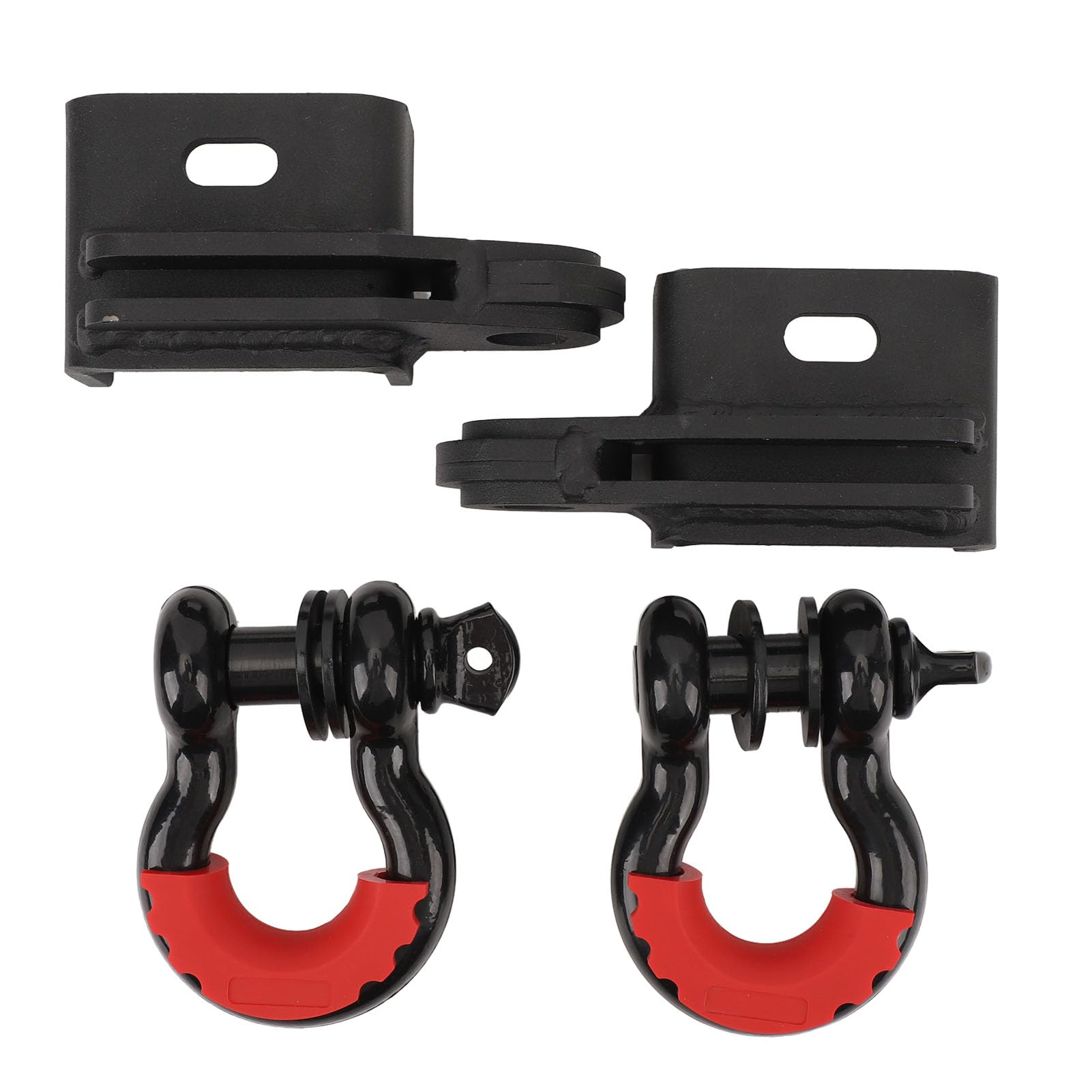 Kit de Montaje de Grillete de Gancho de Remolque Delantero, Soporte de Acero Resistente con Gancho de Anillo en D de 3/4 Pulgadas, Resistencia a la Rotura de 57000 Libras, para