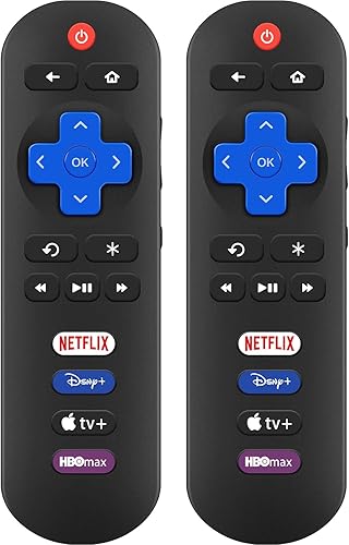 Gvirtue Paquete de 2 solo repuesto de control remoto para Roku-TV, para televisores inteligentes TCL RokuHisense RokuOnn RokuSharp RokuInsignia