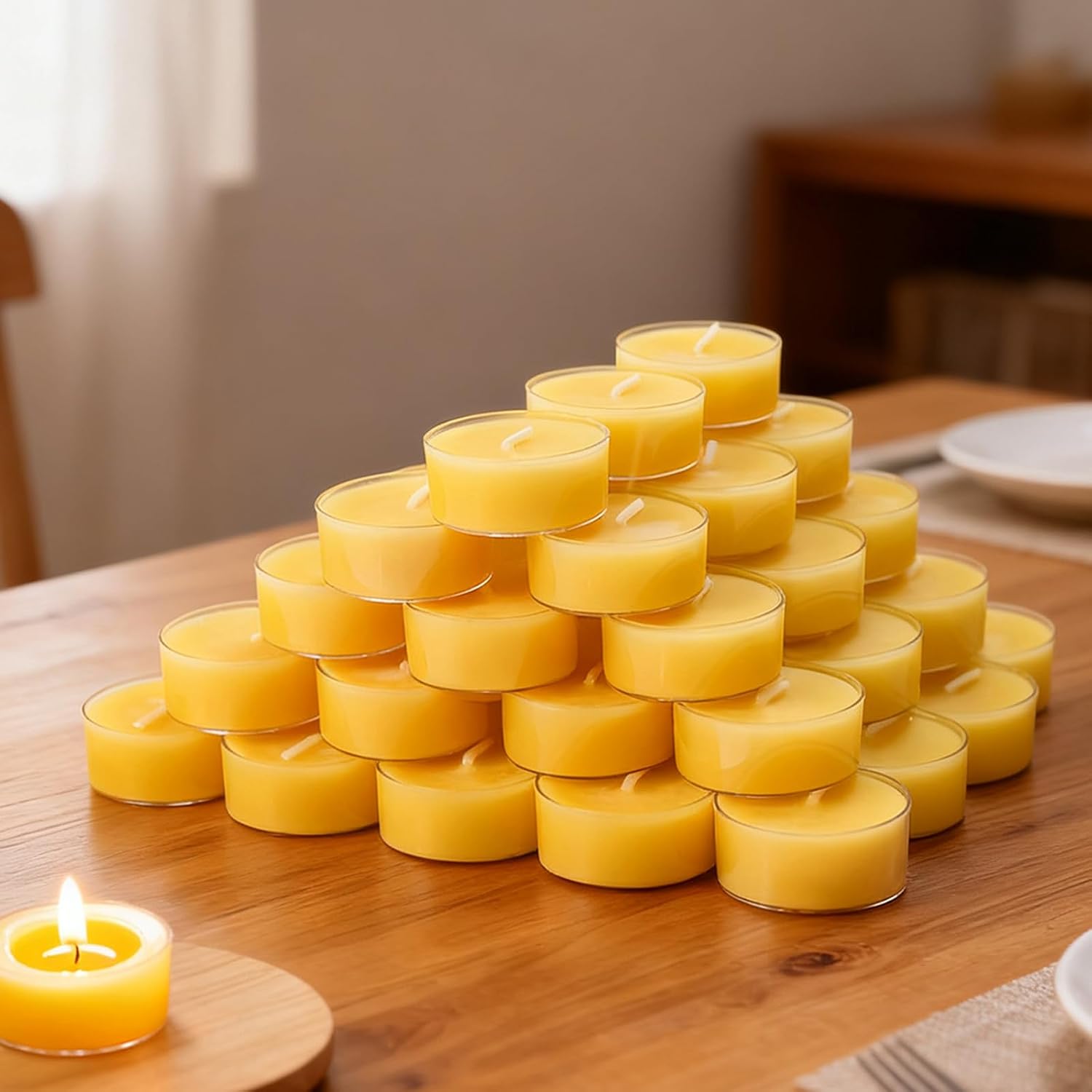 20 PCS Beeswax Tealight Candles,...