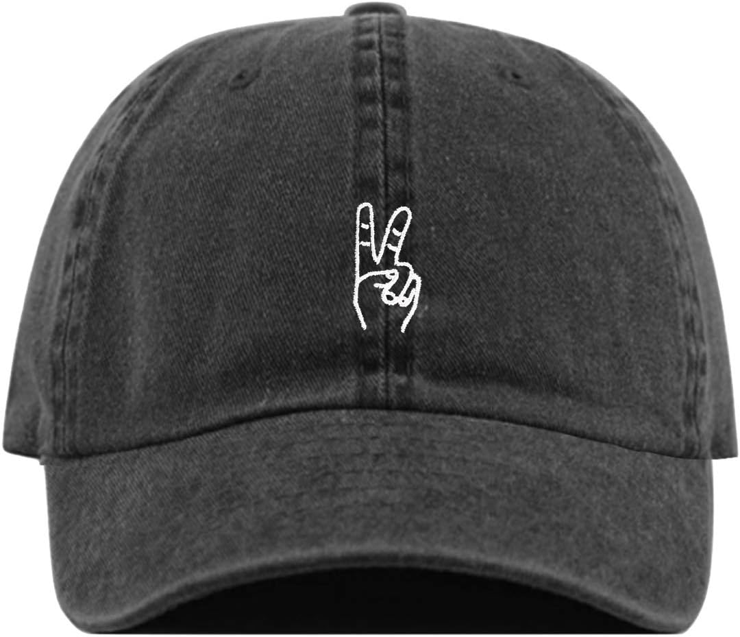 Peace Out Sign Hand Baseball Hat, Embroidered Dad Cap, Unstructured Soft Cotton, Adjustable Strap Back (Multiple Colors)