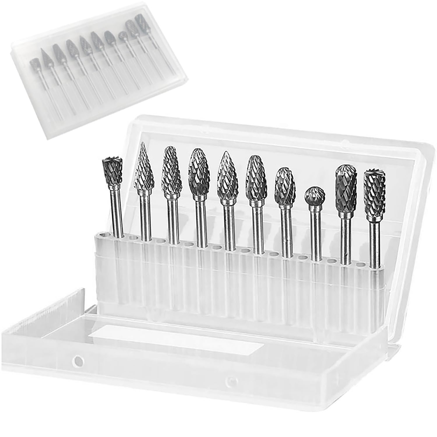Juego de 10 Fresas de Metal Duro con Doble Corte, Carburo de Tungsteno Cementado, Fresa Rotativa, para Carpintería, Tallado, Pulido, Perforación
