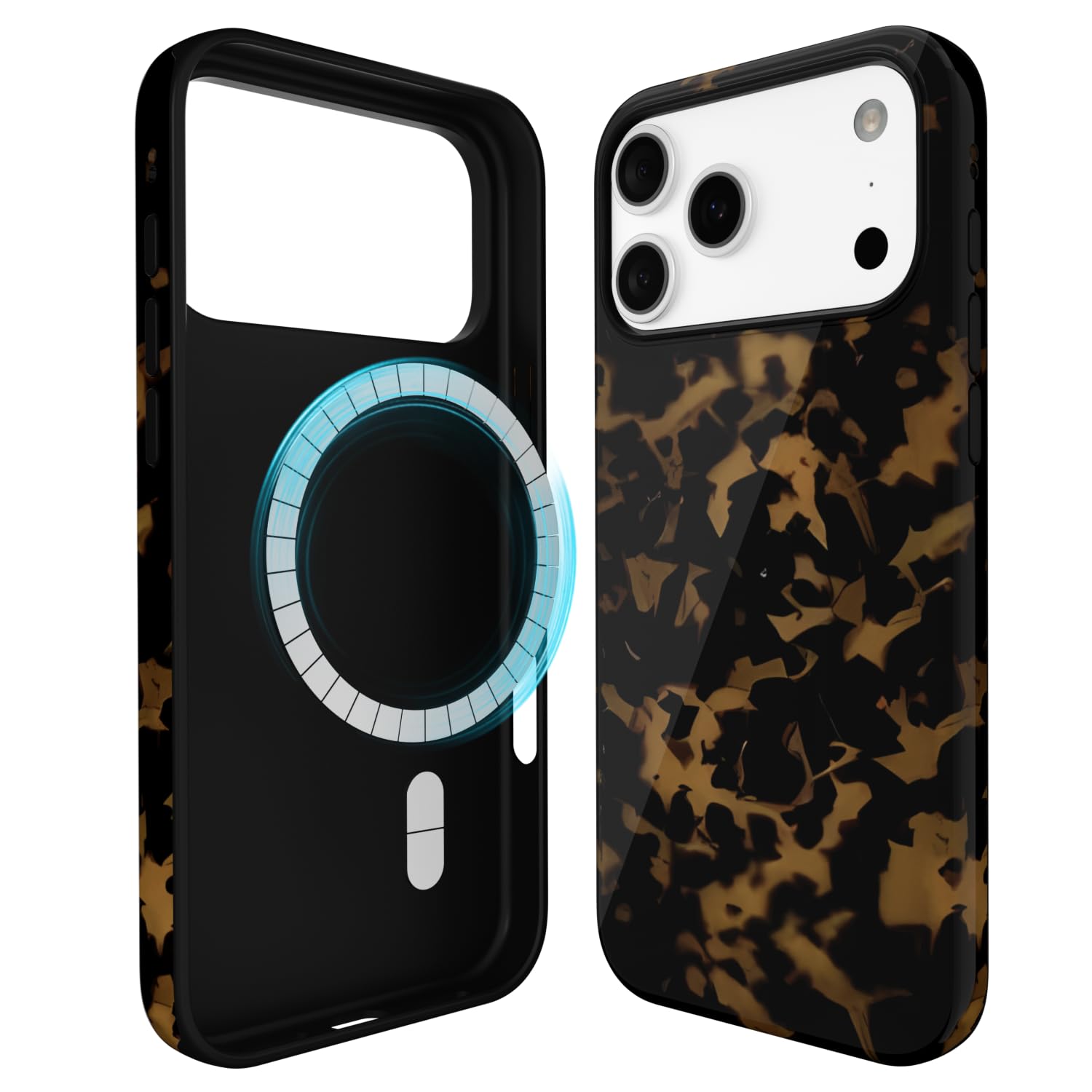 Coque antichoc iPhone 17 Pro MagSafe rigide écaille de tortue ambre - 8