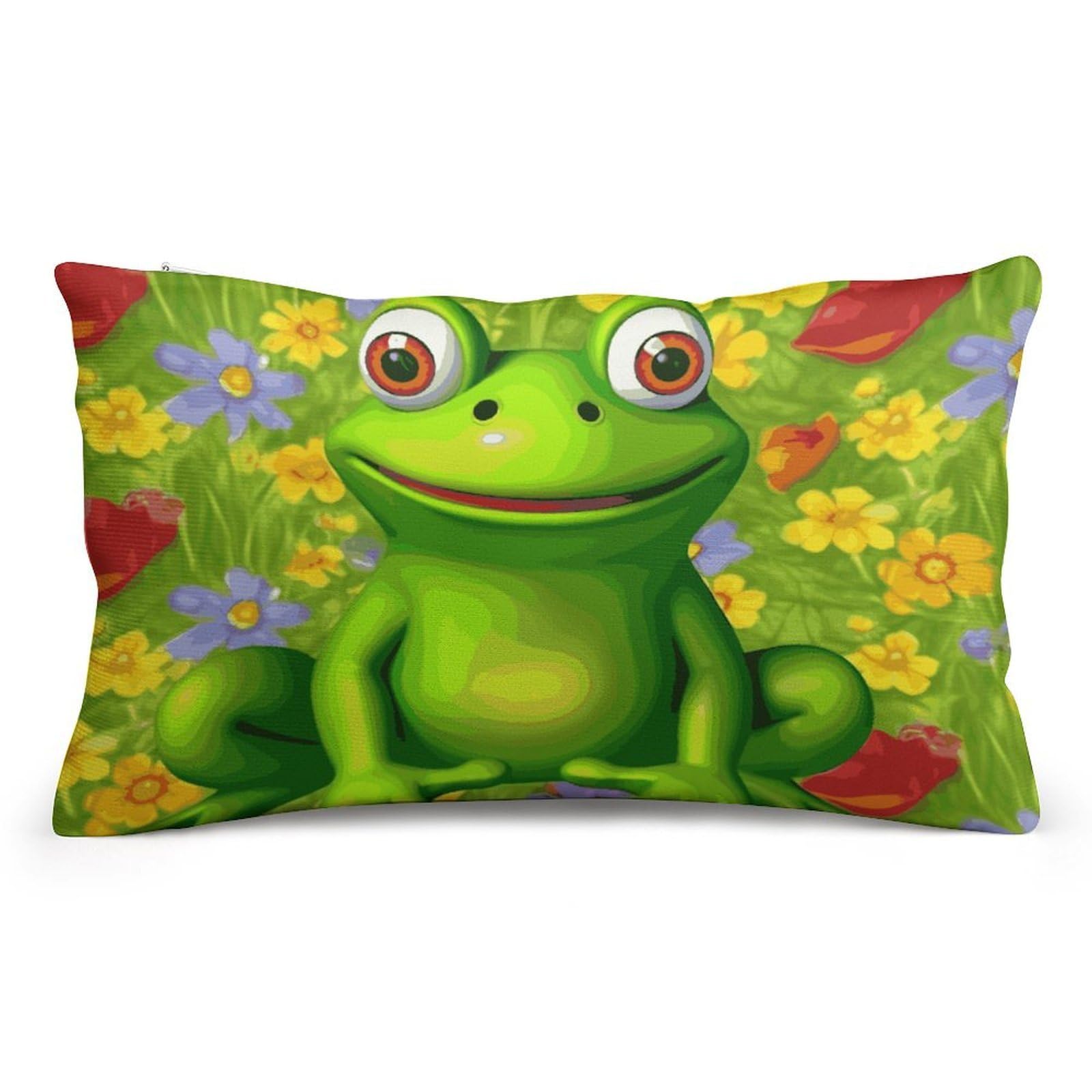 Velvet Pillowcases Standard Size 8"x12", Ultra Soft Breathable Pillow Cases for Bed, Luxury Cozy Fuzzy Pillow Shams, Lumbar Pillow Cover, Frog Cushion Case Home Decor