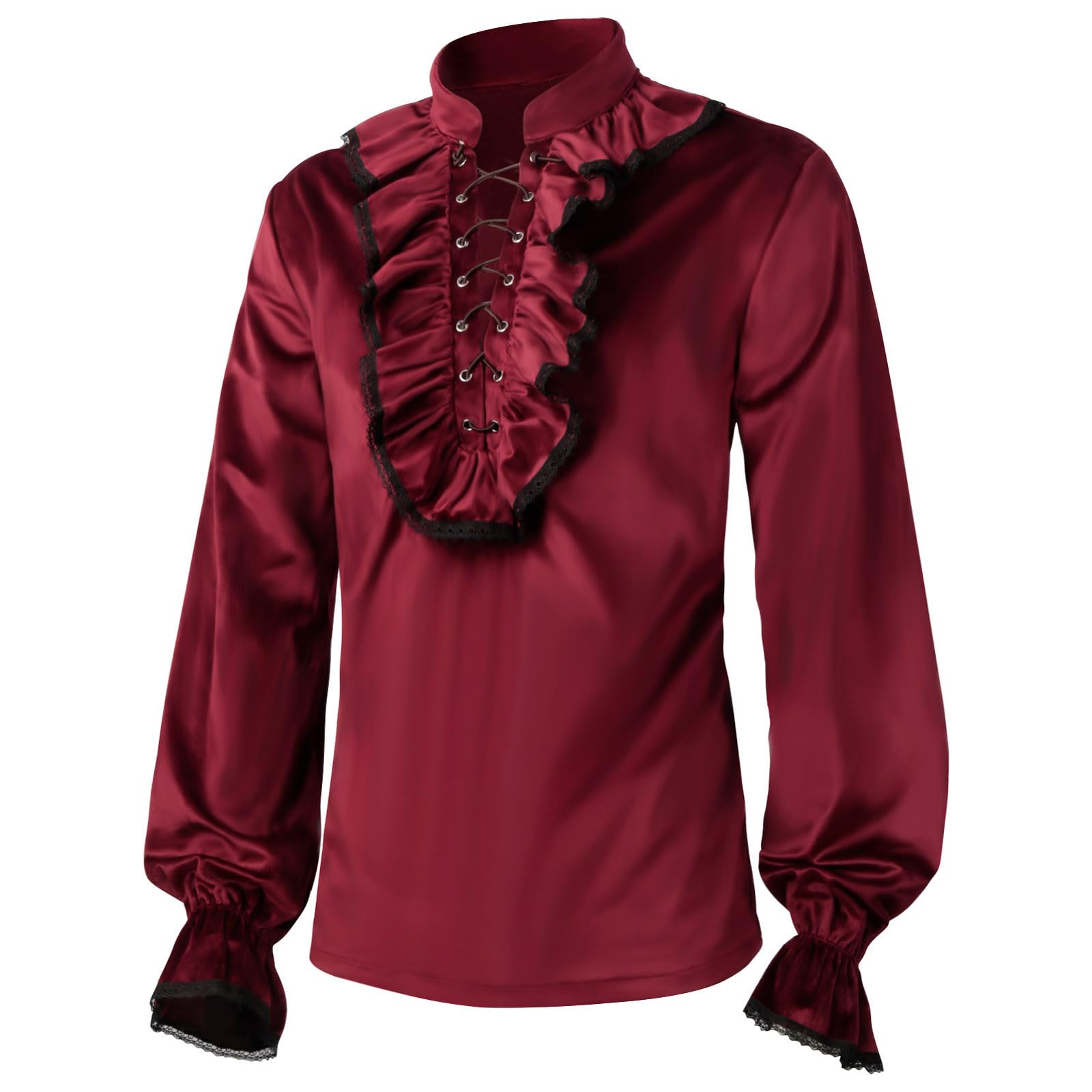 luoluoluo Mens Steampunk Victorian Shirt UK Sale Clearance Medieval Pirate Tops Gothic Ruffled Shirt Long Sleeve Shirts Vintage Pullover Retro Style Casual Shirt Blouse Tuxedo Shirts Gothic Costume