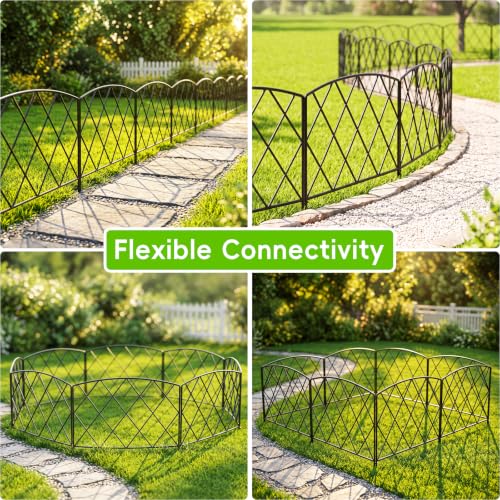 ARIFARO Dekorativer Gartenzaun 60cm H X 56cm B 5 Paneele Kein Graben Tierbarriere-Zaun, Haustierzaun Rostfreies Metallgitter-Panel-Begrenzung für Hunde, (Garden Fence)