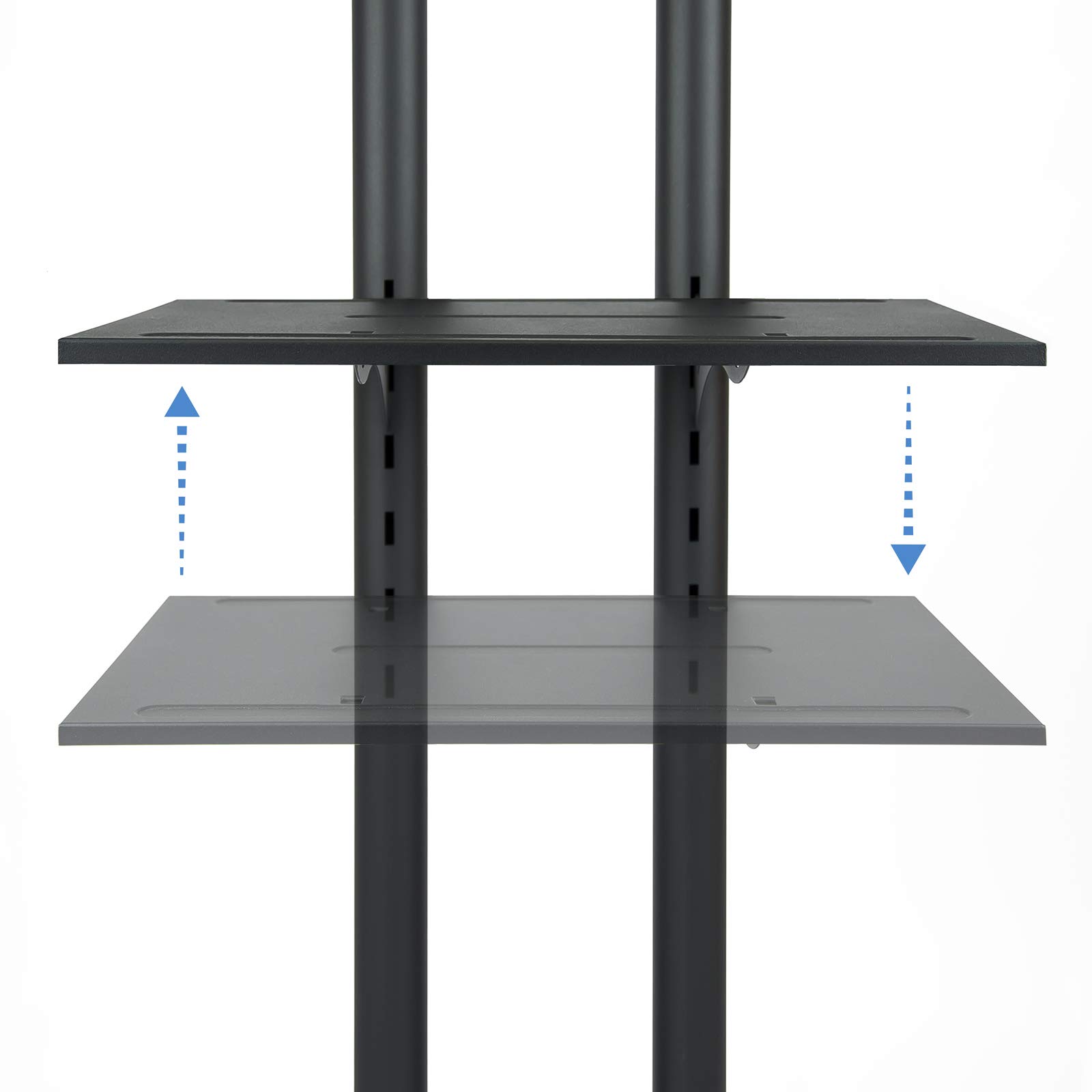 TOOQ FS1470M-B - Soporte de Suelo para TV/LED de 37" a 70" (móvil, Dos Bases para Audio Video, Regulable en Altura) Color Negro