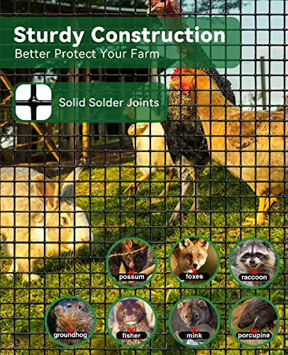 Goldpeak Black Hardware Cloth 36'' X 100' 1/2 Inch Mesh 19 Gauge - Pvc Coating Wire Mesh Rolls Vinyl Coated Wire Fence Roll Garden Fencing Chicken Run Mesh Screen #TOP4