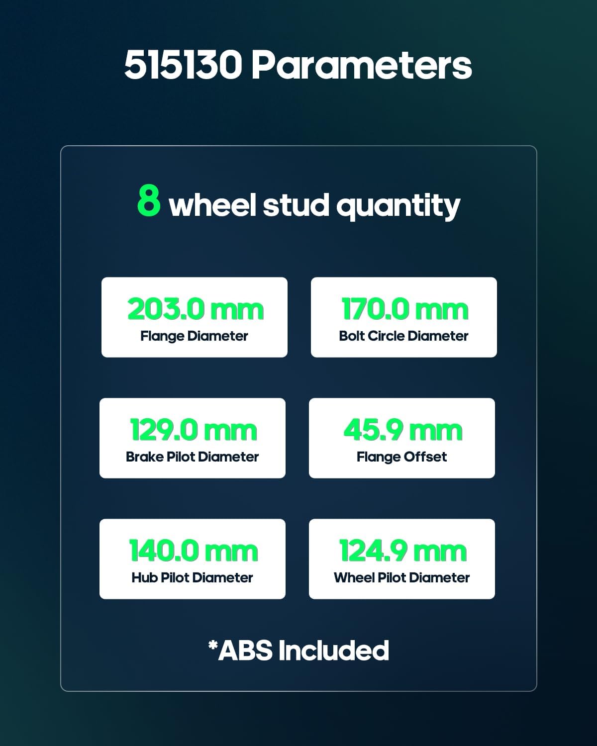 SCITOO Wheel Hub Wheel Bearing Assembly Front 515130 fit for Ford for F-250 SUPER DUTY 2011-2016 for Ford for F-350 SUPER DUTY 2011-2016 8 Lugs Wheel Hub Bearing Assemblies W/ABS 1pc