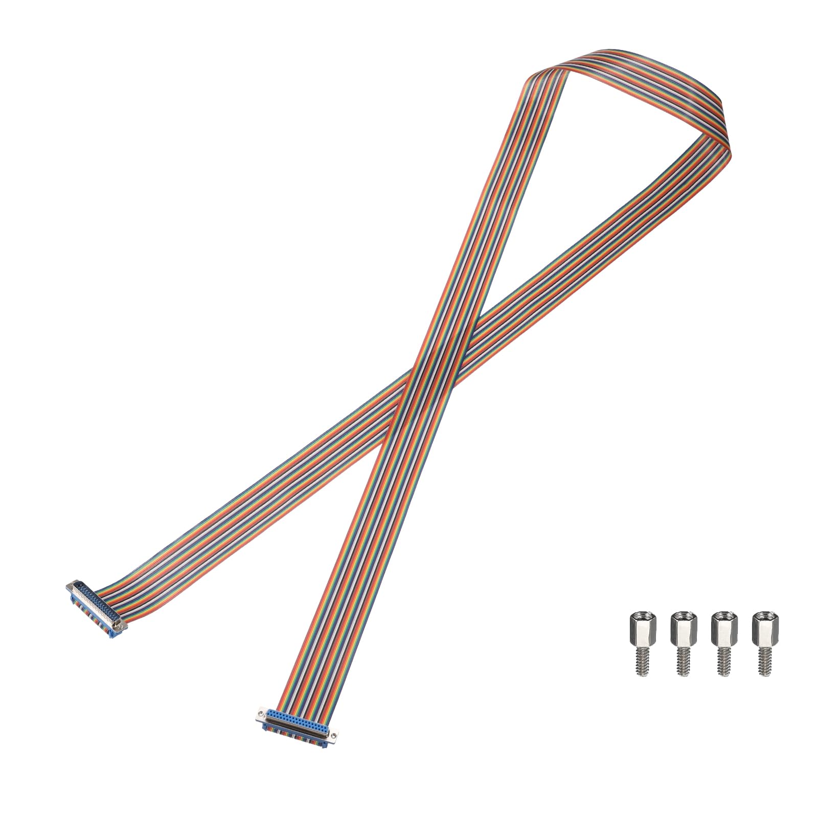 QUARKZMAN Câble Ruban Plat IDC Rainbow DB37 Mâle Vers DB37 Femelle Longueur 78.7 Pouces Pas 2.54mm Fils De Connexion Pour Projets Électroniques