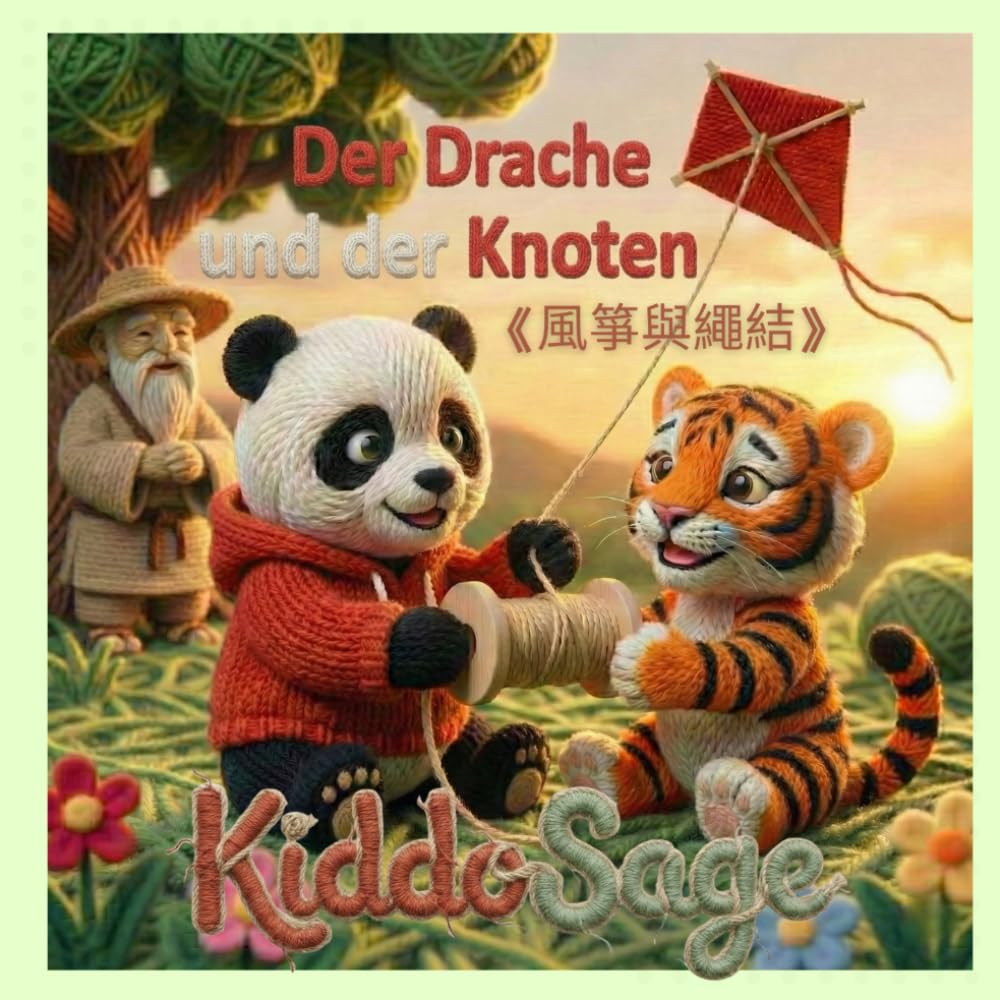 Der Drache und der Knoten: Panda PaoPao: Ein zweisprachiges Kinderbuch über Teamwork (Deutsch - Englisch - Chinesisch) | Einzigartige 3D-Fadenkunst