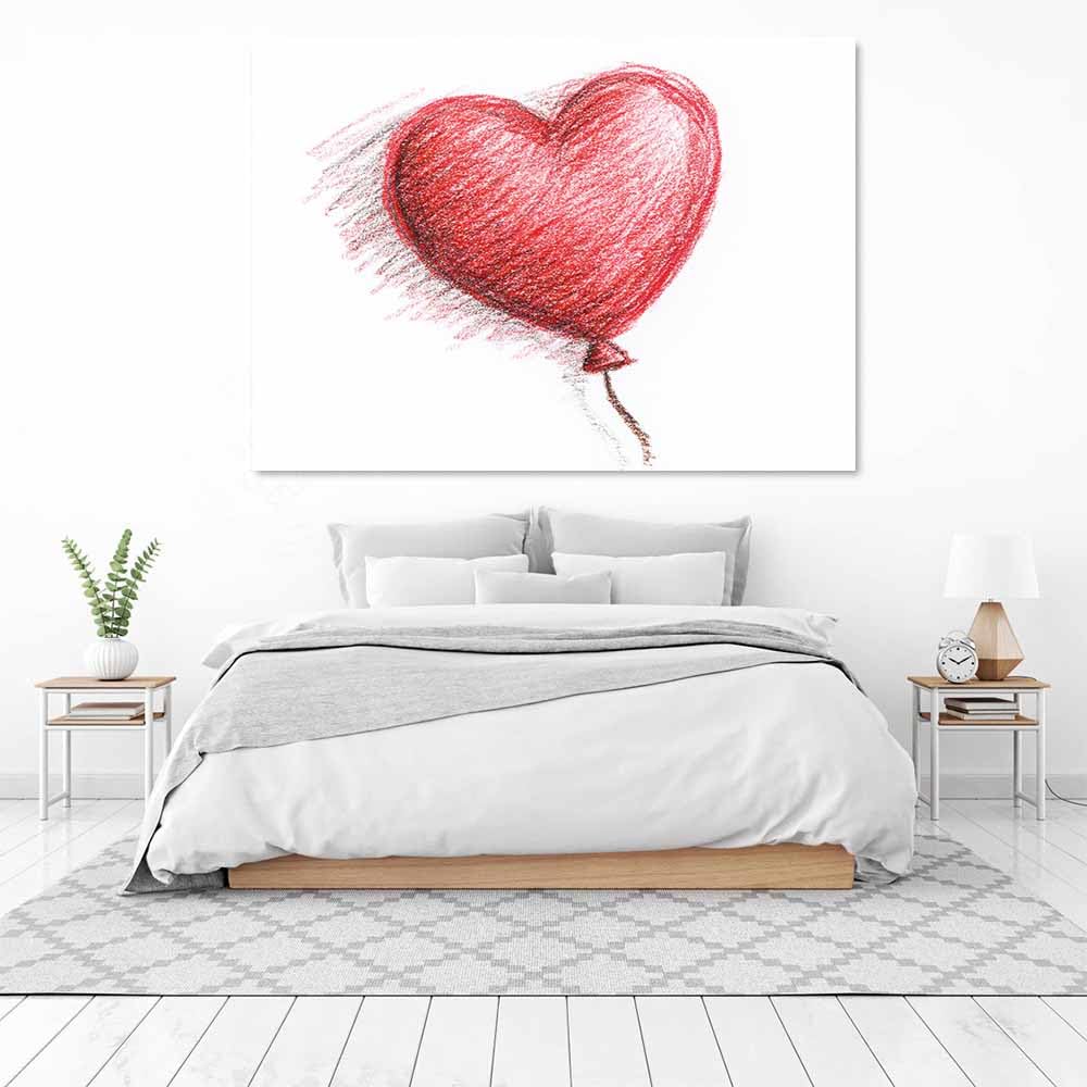 CUDAOO Serca Naklejki Ścienne Sztuka Ścienna Love Foils Heart Balon Home Decor Korytarz Sypialnia Salon Kawiarnia Biuro (Czerwony36-70x100cm oprawiony