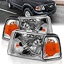 AmeriLite for 2001-2011 Ford Ranger Pickup Truck Chrome Factory OE Style Replacement Headlights Assembly Corner Lamp Combo Set - Driver and Passenger Side