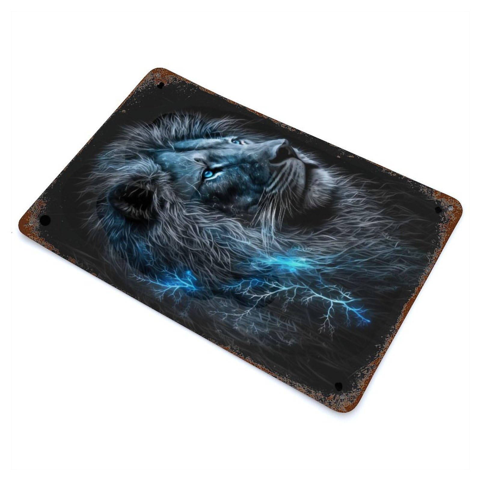Magic Frost Lion Decorative Tin Sign 11.8"x7.9", Ideal for Cafe, Home Bar And Lounge Decor
