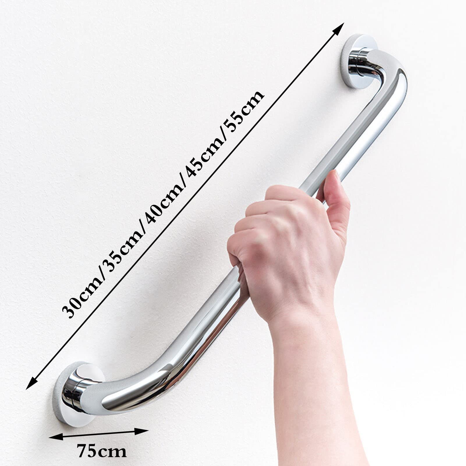 Reposabrazos, Hogar Ancianos Discapacitados Barras de Agarre Pasamanosdeslizante de Acero Inoxidable Baño Baño Inodoro Bañera Barandillas, Plata/45 cm