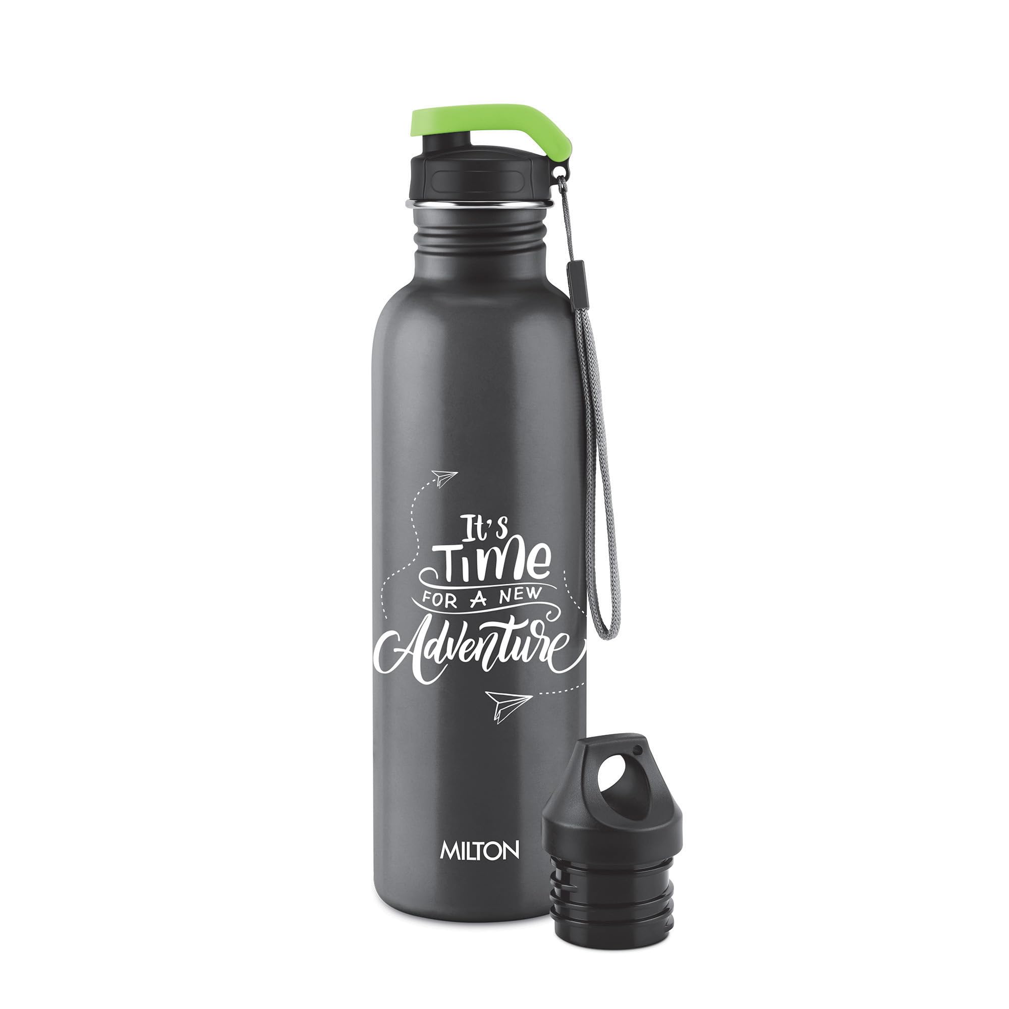 MILTON Marine 900 Stainless Steel Water Bottle, 2 Leakproof Lid, Single Walled, ISI Certified I For School, Office, Gym I 880 ml, Black-image-42