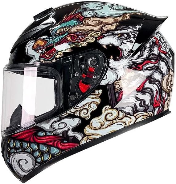 Casco de motocicleta de cara completa Dragon DOT aprobado para motocicleta, ciclomotor, bicicleta de calle, motocross, carreras, casco de moto de