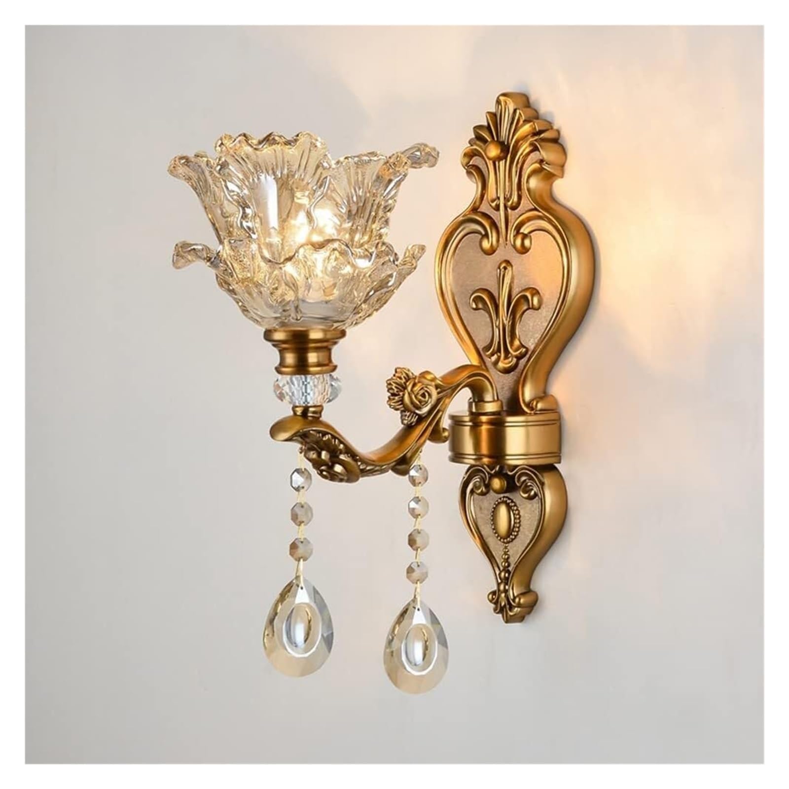 VDOQTLJT European V-intage Wall Lamp Crystal Glass Light Double Head Bedside Aisle Sconce Lamps sconces(1 Light)