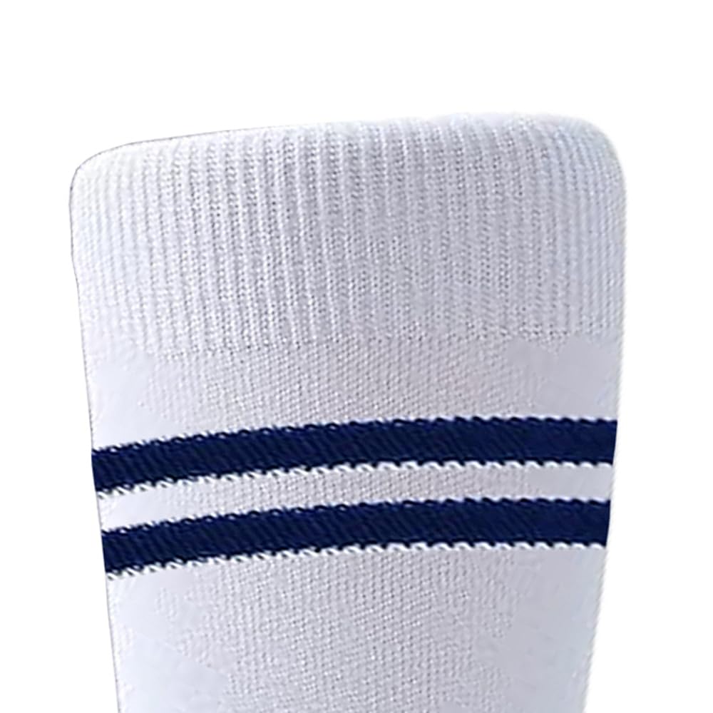 LEALDEALZ kids school striped uniform socks for boys and girls, Made with Soft, Breathable & Durable Cotton, Anti Odour & Moisture Absorbent, Calf Length - White color - Navy Blue Stripes, pack of 5 2