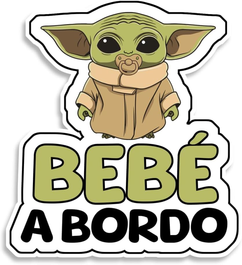 Pegatina Bebé a Bordo Star, Stormtrooper, Vinilo Adhesivo UV para Coche, 15 x 15 cm (Baby Yoda)