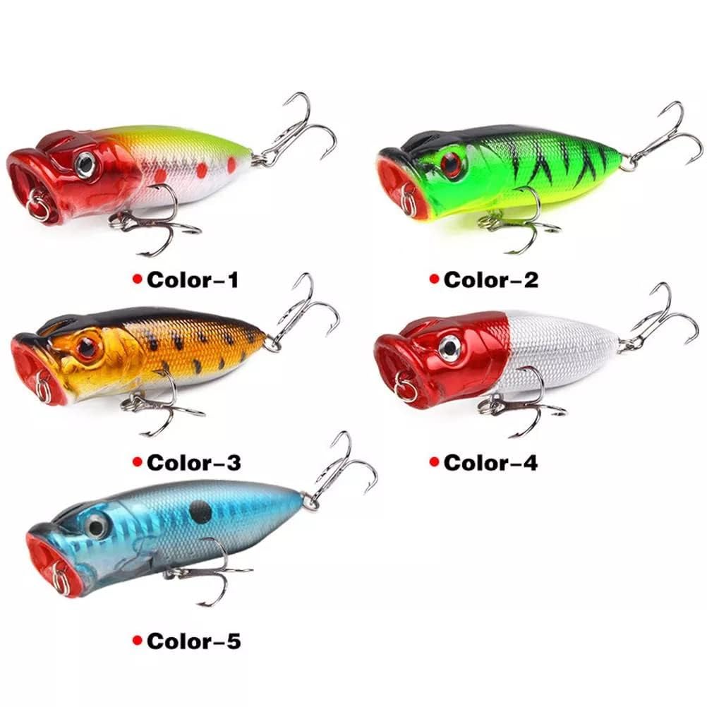 Xspring Balıkçılık Lures, 5 Adet Crank Yem Seti Lures, Yaşam Gibi Swimbait Balıkçılık Yem Popper Crankbait, Tatlı Su ve Tuzlu Su Alabalık Bas Somon Balıkçılık için Bas Lures