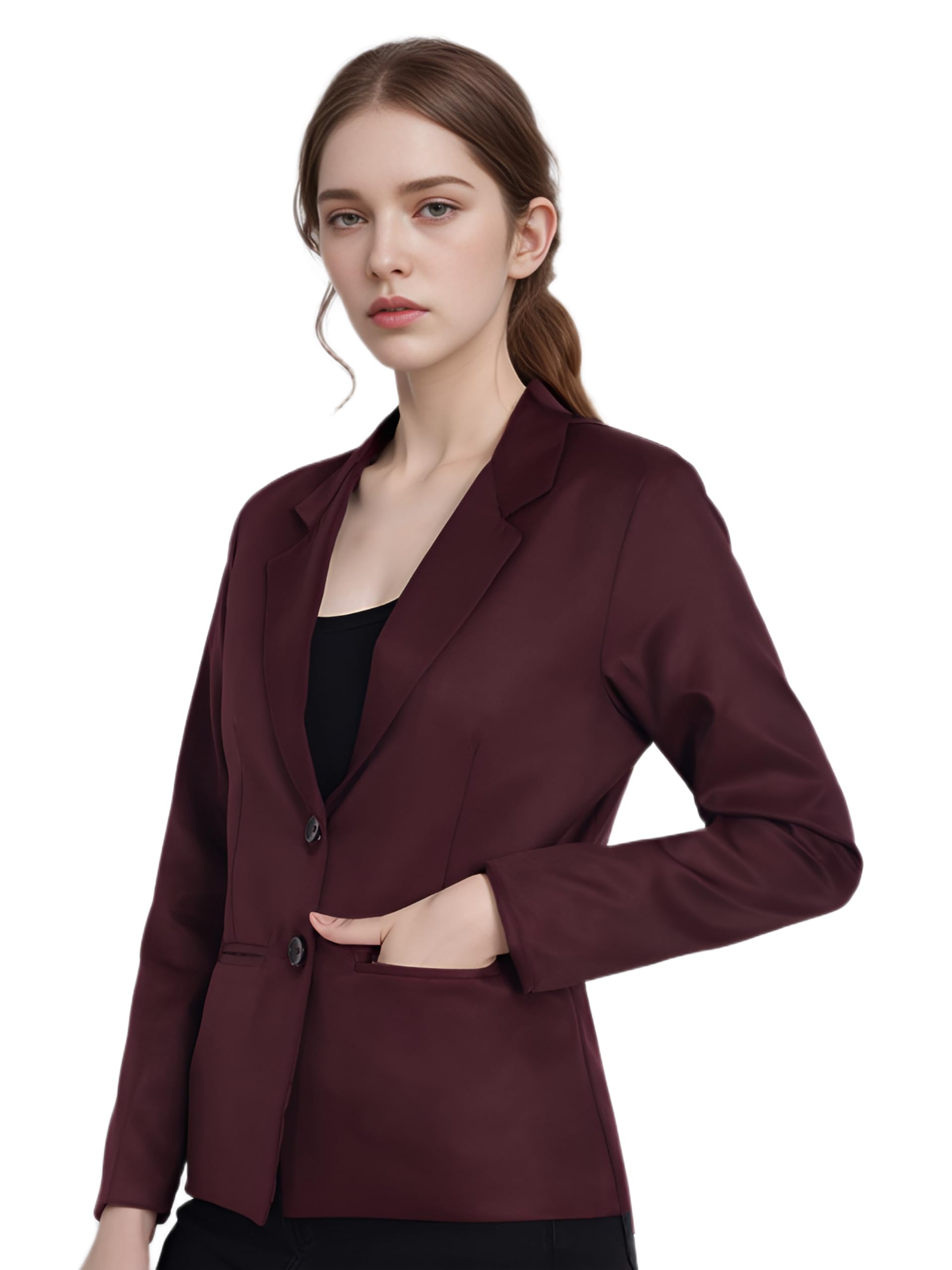 Casual Blazer Coat for Women, Premium Satin Regular Fit Jacket with Pockets-image-38