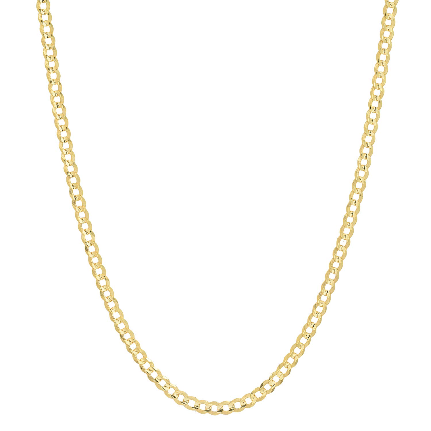 Forever Flawless Jewelry 14K Yellow Gold 2.6mm Concave Curb Classic Link Chain Necklace