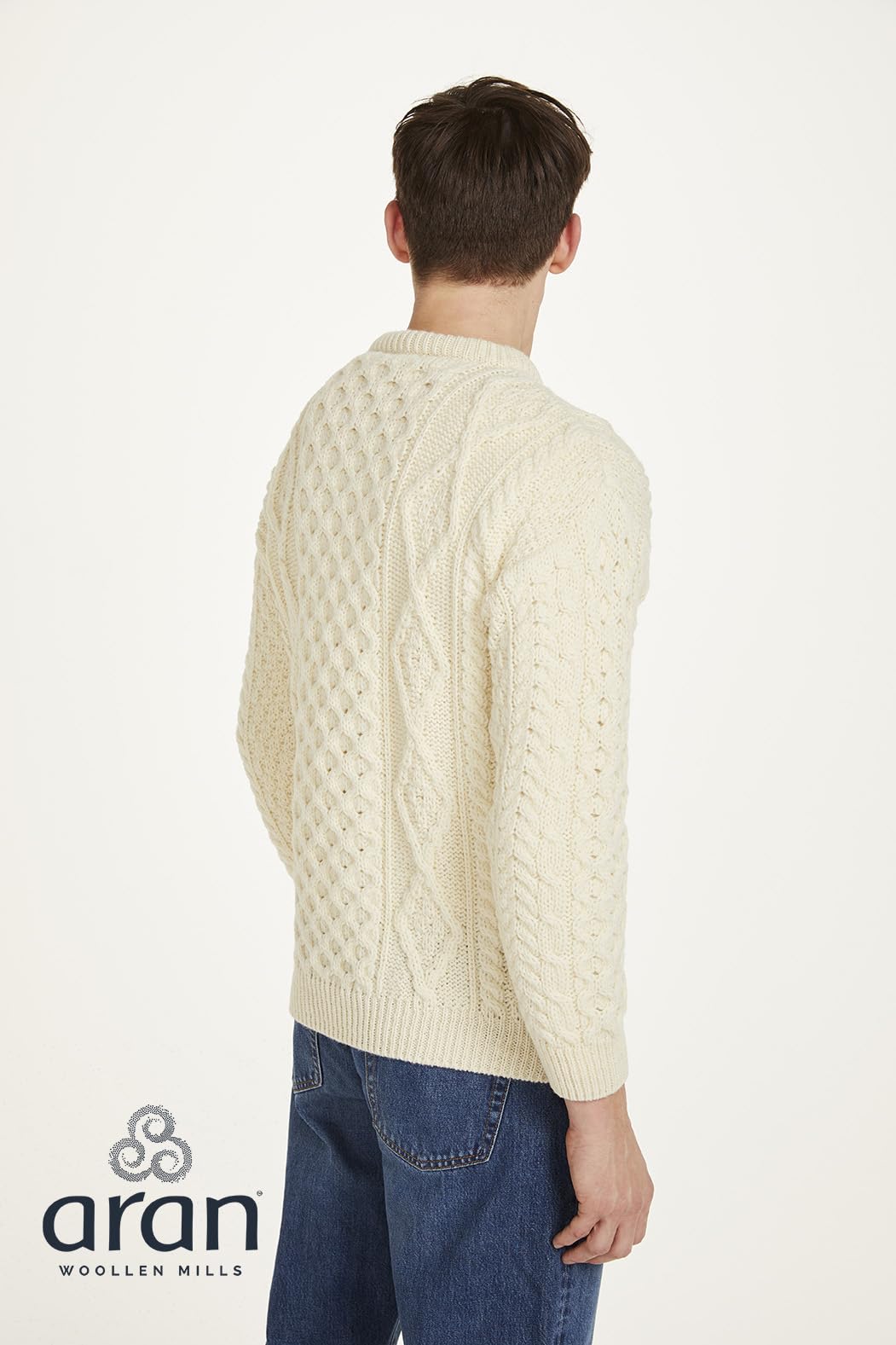 Aran Woollen Mills Men's Wool Jumper Fishing Jumper Made in Ireland