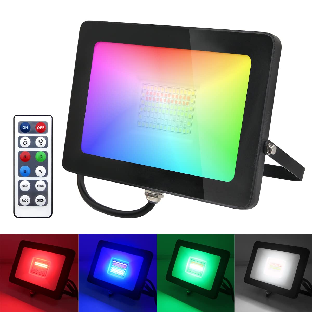 Long Life Lamp Company Rgb + White Outdoor 30W Led Rgb Flood Light Colour Changing Plus Cool White Remote Control 240V Memory Function Ip65 Fl04
