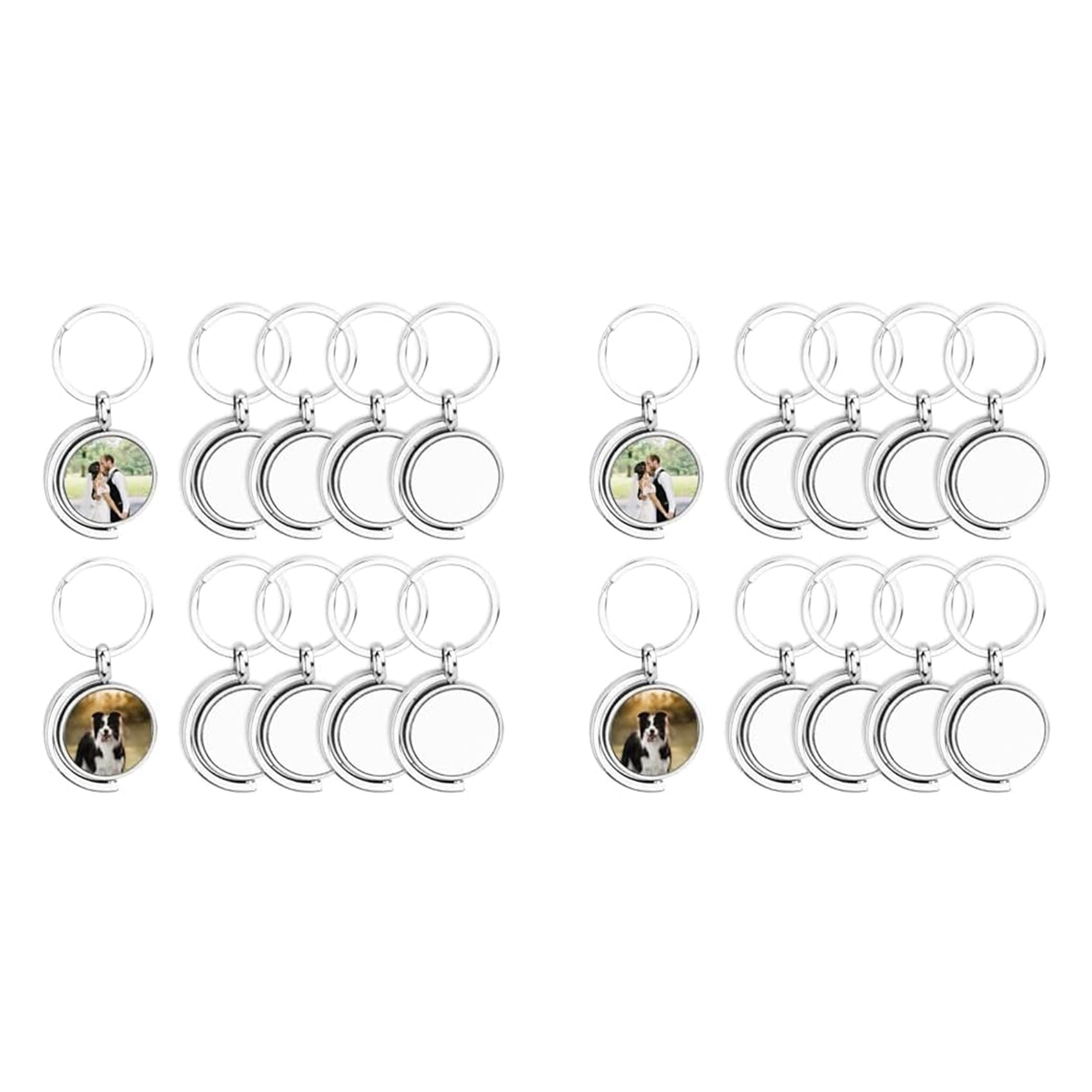 Porte-clés sublimation demi-cercle en métal rotatif à 360 degrés le lot de 20 pièces