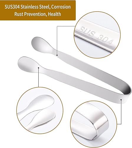 Miniatura 5 de EATAKWARD Azucarero con tapa enrollable de acero inoxidable esférico para dulces con pinza de azúcar de 4.3 pulgadas, clip de azúcar inoxidable para