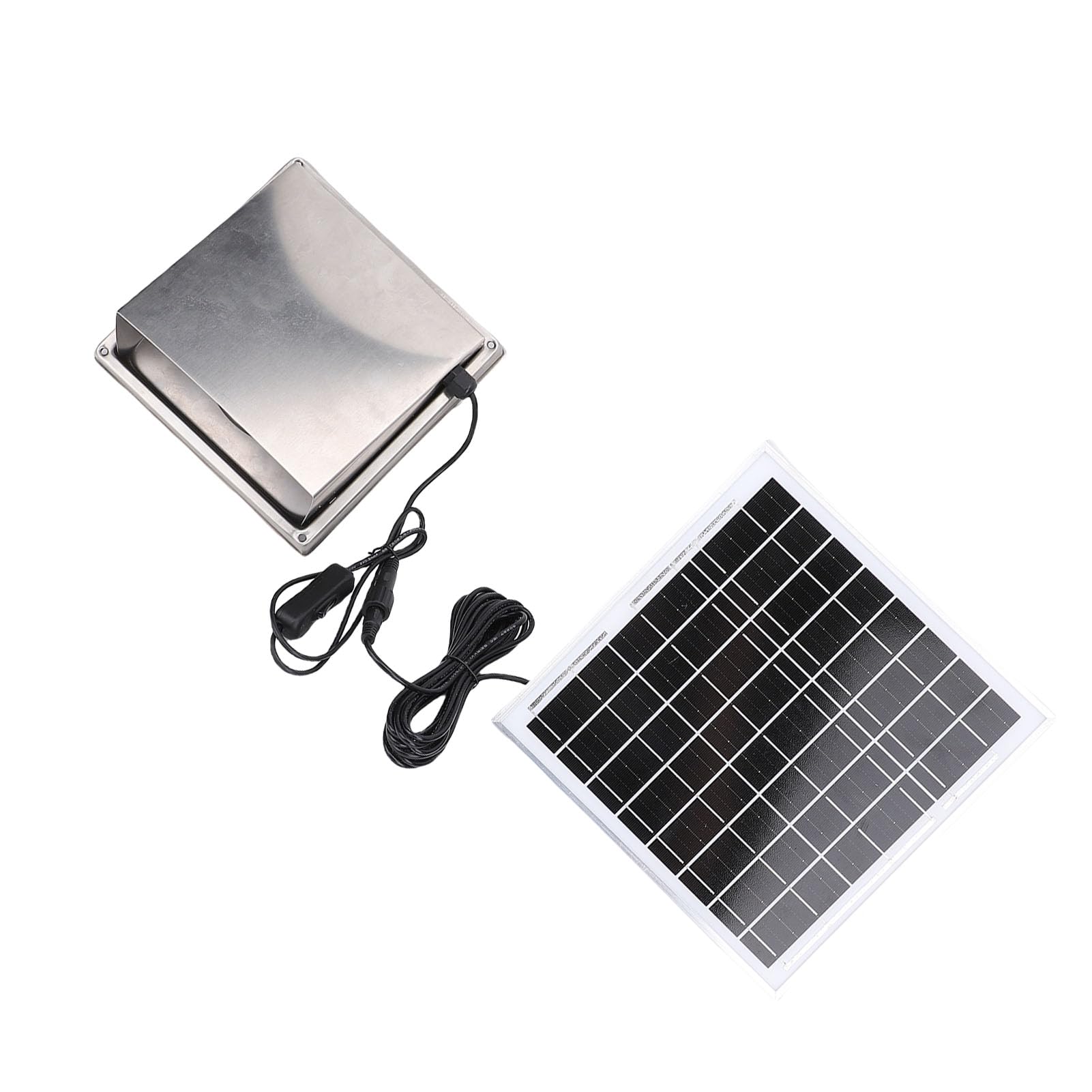 Rengue Extractor de Aire Solar, Kit de Ventilador de Panel Solar de Acero Inoxidable de 12 V con Panel Monocristalino de 8 W, Ventilación con Campana de Lluvia IP67 para Cobertizo de Gallinero de