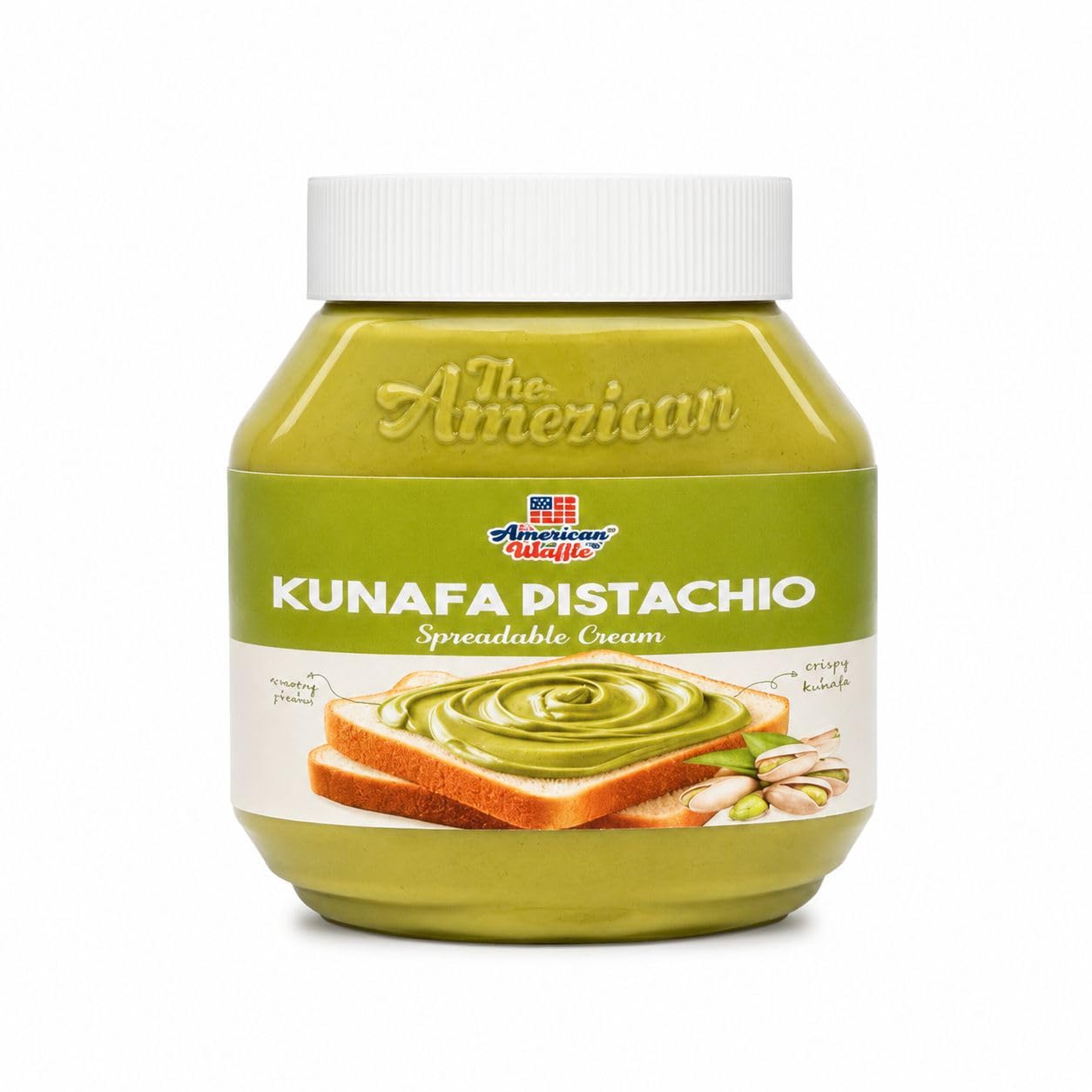 THE AMERICAN WAFFLE CO Kunafa Pistachio Spread 750g | Premium Pistachio Dessert Spread | Gourmet Sweet Spread for Bread, Waffles, Pancakes, Toast, Cakes & Dessert Toppings-image-10