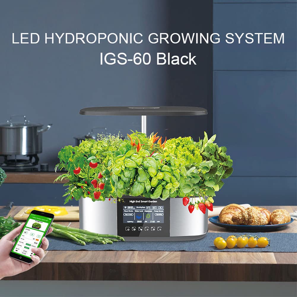 Kit di coltivazione idroponica, kit intelligente da giardino per erbe aromatiche, coltiva luce, giardino intelligente con display a grande schermo, fioriera da giardino per erbe, verdure, piante,