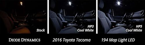 Diode Dynamics Luces LED de mapa compatibles con Toyota Tacoma 2005-2023 (par), 194 HP3 Cool White (6000 K)