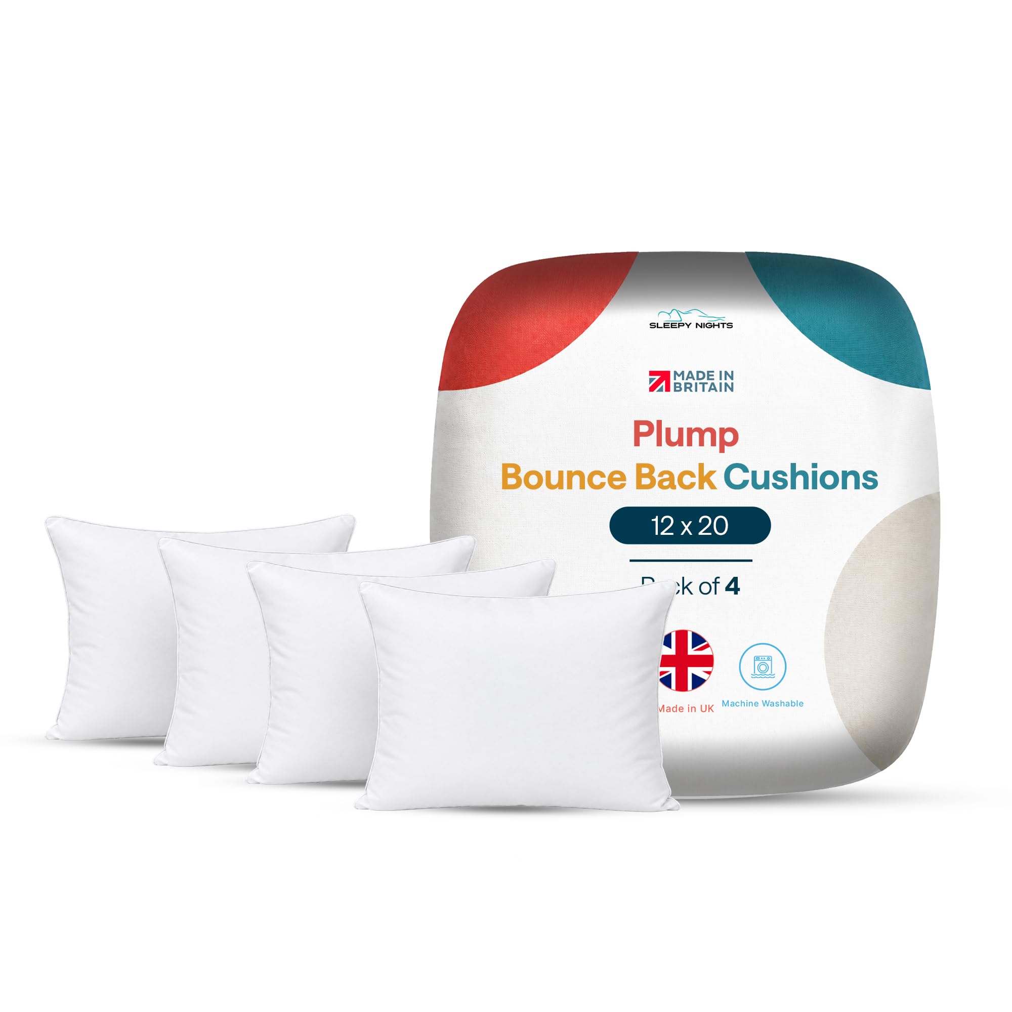 SleepyNights Cushion Pads 30cm x 50cm, Cushion Inserts Pack 4 | 12"x20"