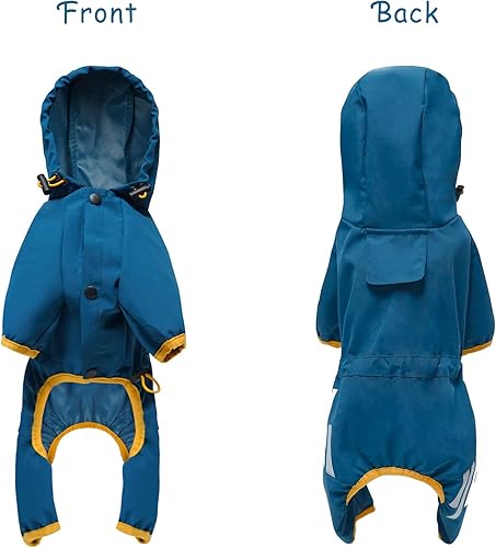 Miniatura 4 de Impermeable impermeable para cachorros con capucha para cachorros pequeños y medianos, chaqueta impermeable para perro con correa reflectante y