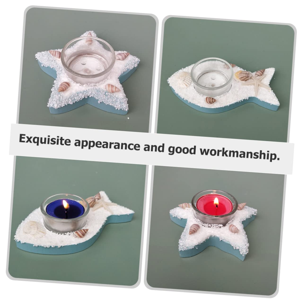 2 Set Cangoli Di Stelle Marine Candele Candela Conica Candelieri Senza Titolare Arredamento Candelabro Da Tavolo Porta Tealight Nautico Di Legno 2 Pezzi*2