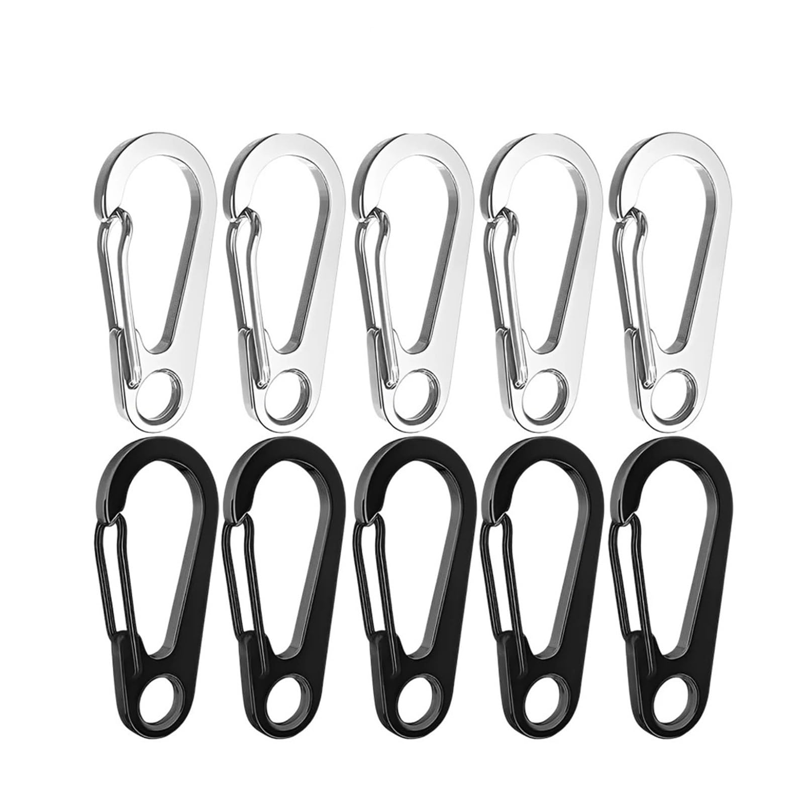 Spring Snap Hooks Connector, Multicolor Alloy Mini Snap Hook Keychain for Outdoor Use(Silver Black(10pcs))