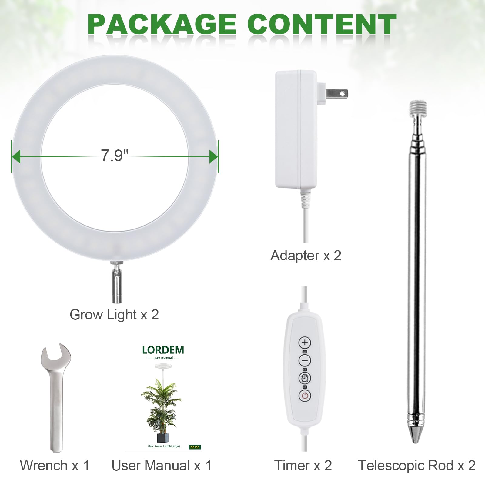 LORDEM Grow Light for Indoor Plants, 7.9" Full Spectrum LED Plant Grow ...