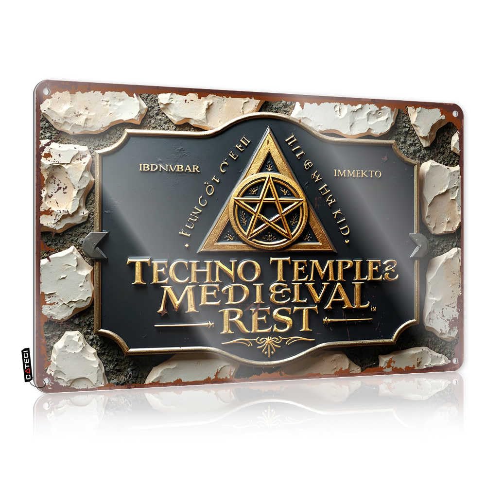 Fzfn Colour Medieval Techno Temple: A Unique Fusion Of Ancient And Modern Stuff For Teens Chic - Retro Wall Art Haves Vintage Wall Art(30X40cm)