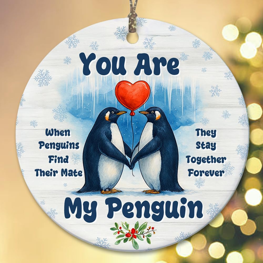 Velyra Christmas Ornament 2025 – You are My Penguin Ornament – Romantic Penguin Couple Ceramic Christmas Tree Decoration, Holiday Keepsake Gift for Couples, Wife, Husband, Boyfriend, Girlfriend - Image 3