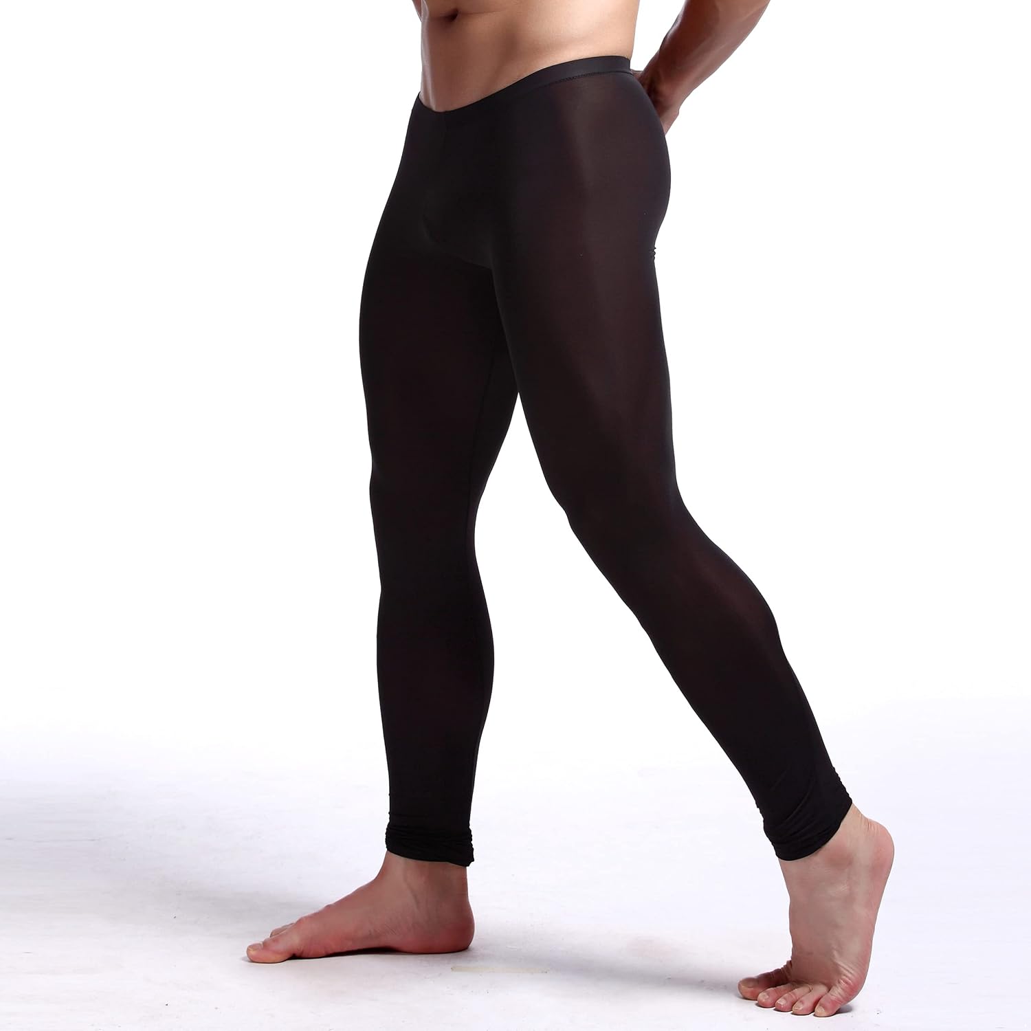 Jugaoge Men Athletic Leggings Mesh Tight Pants Slim Fit Stretchy Leggings Running Jogger Pants Training Leggings