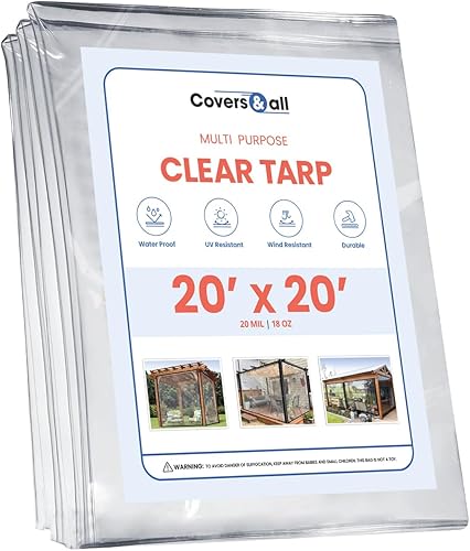 Miniatura 10 de Covers & all Lonas transparentes hechas de material de PVC recubierto de vinilo impermeable y resistente al desgarro, lona de 18 onzas, lona de 560