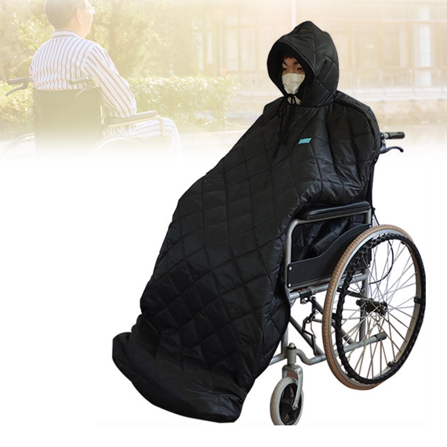 Manta a Prueba De Viento Para Silla De Ruedas, Poncho De Lluvia Con Protección Contra El Frío Todo Incluido Con Correa, Edredón Multifuncional Para Silla De Ruedas De Invierno Para Hospital, Parque
